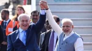 Israel's Benjamin Netanyahu, left, and Prime Minister Narendra Modi of India. Photo: AFP.
