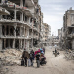 Palestinians start to return to their homes amid destruction after Israel’s withdrawal in Khan Younis, Gaza, on April 7. Photo: Jehad Alshrafi/Anaudolu via Getty images.
