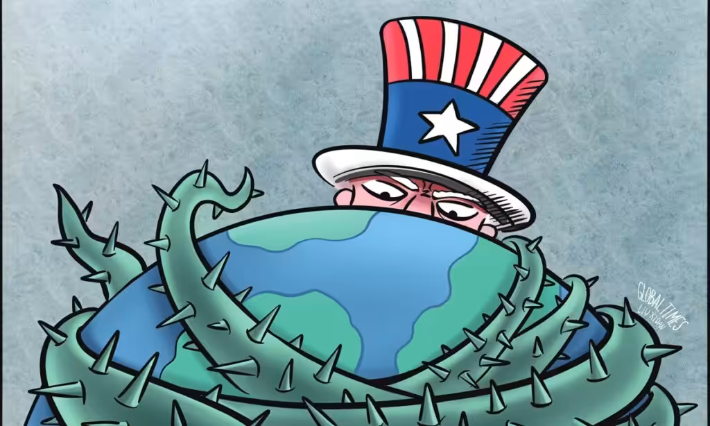 Illustration: Uncle Sam hugging the planet with its tentacles. Photo: Liu Xidan/GT.