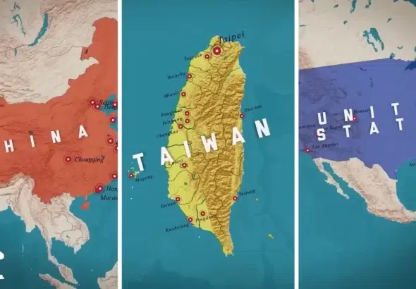 Screenshot showing Mainland China (Left), Taiwan (Center) and the Imperial Core (Right). Photo: New Eastern Outlook.