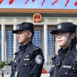 Chinese police officers near the Great Hall of the People in Beijing. Photo: Xinhua/file photo.
