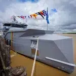 The new Guyanese offshore patrol vessel GDFS Shahoud. Photo: Guyanese Presidential Office.