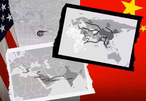 The BRI vs the IMEC. Illustration: Batoul Chamas/Al-Mayadeen English.