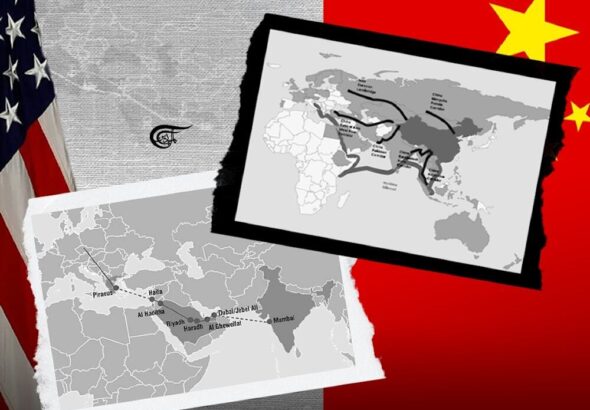 The BRI vs the IMEC. Illustration: Batoul Chamas/Al-Mayadeen English.