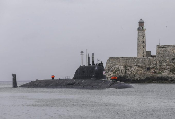 A US Navy submarine has arrived in Guantanamo Bay, Cuba, in a show of force as a fleet of Russian warships gathers for planned military exercises in the Caribbean Sea. Photo: Ismael Batista Ramírez.