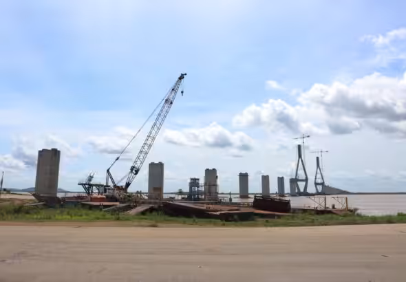 The under-construction third bridge over the Orinoco River, June 18, 2024. Photo: X/@ViceVenezuela.