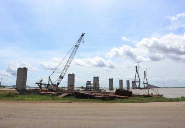 The under-construction third bridge over the Orinoco River, June 18, 2024. Photo: X/@ViceVenezuela.