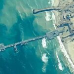 Aerial view of the US "aid pier" in Gaza, used by the Zionist regime to massacre Palestinians. Photo: US Central Command.