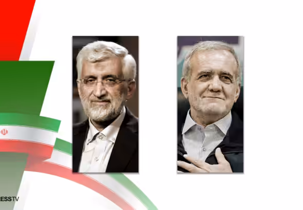 Former top nuclear negotiator Saeed Jalili (left) and former health minister Masoud Pezeshkian (right) head to a runoff election on July 5, 2024. Photo: PressTV.