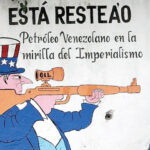 A political cartoon shows the US targeting Venezuela for its oil resources. Photo: contrainfo.com.