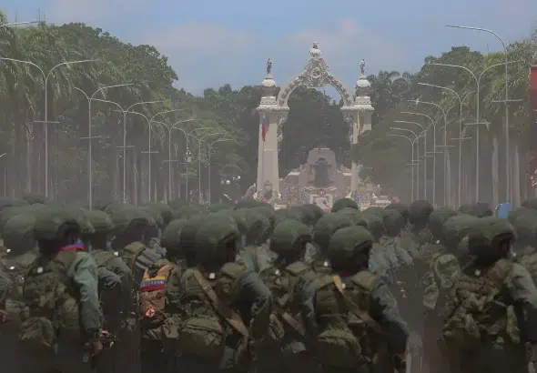 Commandos marching during a military parade commemorating the 200th anniversary of the Carabobo Battle in the Carabobo Memorial near Valencia, Carabobo state, Venezuela, June 24, 2021. Photo: X/@VillegasPollak/file photo.