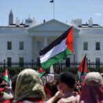 Protesters on June 8 forming the red line in front of the White House. Photo: PYM.
