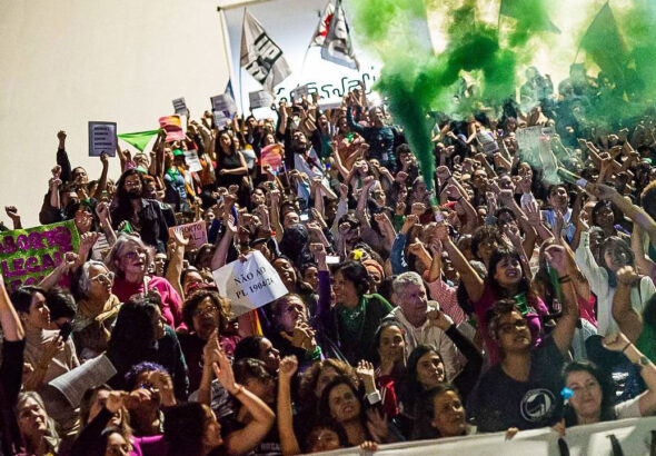Abortion rights demonstrators mobilize in Brasília. Photo: Matheus Alves/Mídia NINJA.