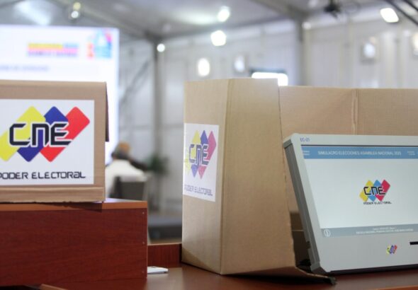 A voting machine located at the headquarters of the National Electoral Council of Venezuela, shortly before the Parliamentary Elections of December 6, 2020. Photo: Reuters/file photo.