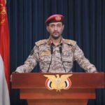 The screenshot captured from a video released by the Houthi group on Jan. 22, 2024, shows Houthi military spokesman Yahya Sarea making a statement in Sanaa, Yemen. Photo: Xinhua.