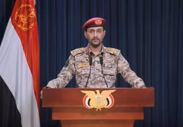 The screenshot captured from a video released by the Houthi group on Jan. 22, 2024, shows Houthi military spokesman Yahya Sarea making a statement in Sanaa, Yemen. Photo: Xinhua.