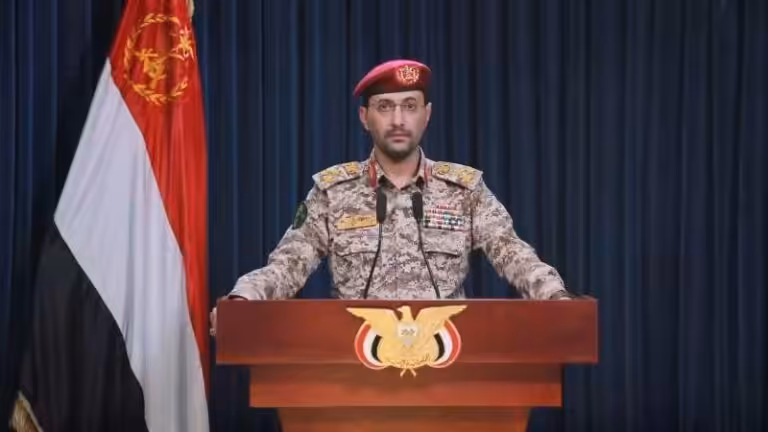 The screenshot captured from a video released by the Houthi group on Jan. 22, 2024, shows Houthi military spokesman Yahya Sarea making a statement in Sanaa, Yemen. Photo: Xinhua.