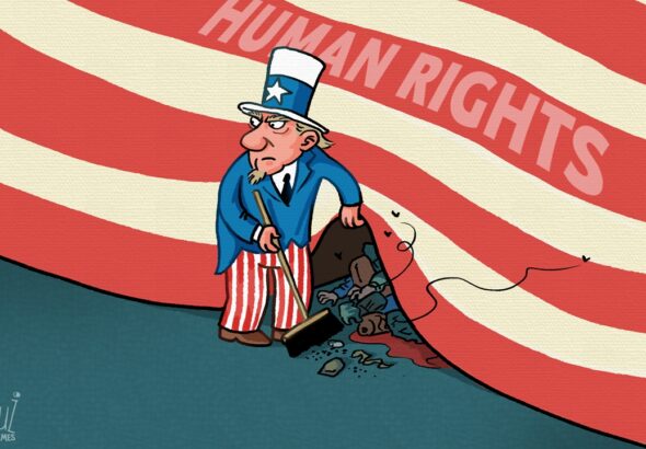 Look, Uncle Sam is busy cleaning up its own mess on human rights problems. Does the US still think it's the beacon of human rights? Photo: Global Times/file photo.