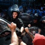 Demonstrators are repressed by the police in front of the National Congress of Argentina, in Buenos Aires. 01/02/24. Photo: Santiago Sito / Flickr.
