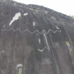 Aerial photograph of monumental Cerro Pintado petroglyphs with enhanced image overlay, 2017. Photo: Philip Riris/file photo.