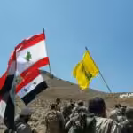 Hezbollah fighters and Syrian army units take control of a position outside Qalamoun at the Syria-Lebanon border during a battle with ISIS in 2017. Photo: Al-Manar TV.
