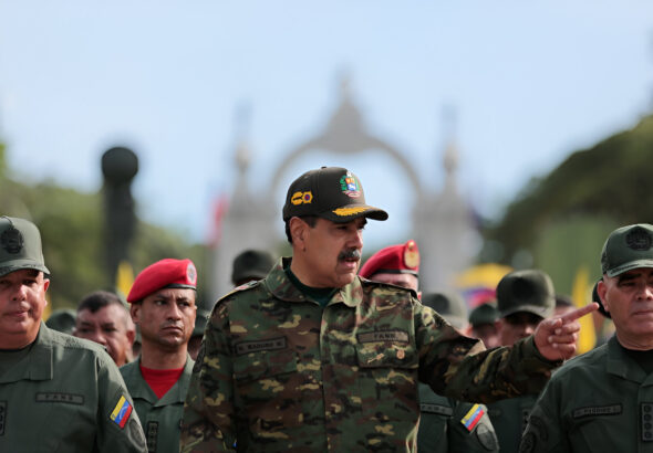 Venezuelan President Nicolás Maduro walking through the Carabobo Battle Memorial, escorted by Defense Minister Vladimir Padrino (right) near Valencia, Carabobo state on June 24, 2024. Photo: Presidential Press.