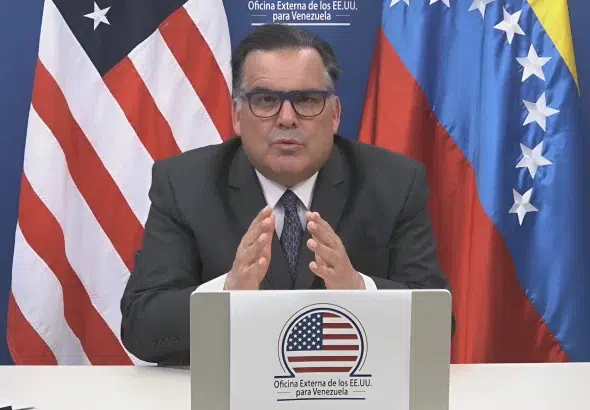 US ambassador to Colombia, Francisco Palmieri, during a video address. Photo: El Carabobeno/File photo.
