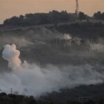Smoke rises from Israeli shelling in Dahaira, a Lebanese border village with Israel, south Lebanon, October 16, 2023. Photo: Hussein Malla/AP.