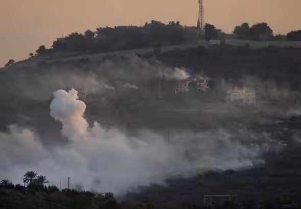 Smoke rises from Israeli shelling in Dahaira, a Lebanese border village with Israel, south Lebanon, October 16, 2023. Photo: Hussein Malla/AP.