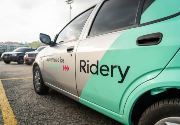 Car with the branding of Venezuelan ride-sharing app Ridery. File photo.