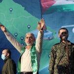 Leader of Hamas in Gaza Yahya Sinwar attends victory rally in Gaza city following a ceasefire with Israel after 11 days of fighting, May 24, 2021. Photo: Ashraf Amra/APA images.