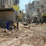 Palestinians inspect the damage following a raid by Israeli forces in the Tulkarm refugee camp in the northern occupied West Bank on 23 July. Photo: Mohammed Nasser/APA images.