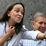 Venezuelan far-right opposition leaders María Corina Machado and Edmundo González Urrutia during a meeting in Caracas on July 21, 2024. Photo: AFP/file photo.