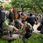 Texas state troopers arrest a man at a pro-Palestinian protest at the University of Texas, during the ongoing conflict between Israel and the Palestinian resistance movement Hamas, in Austin, Texas, the United States, on April 24, 2024. Photo: Reuters.