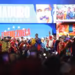 Re-elected Venezuelan President Nicolas Maduro celebrating is victory with a massive group of supporters at Miraflores Palace on Monday, July 29. Photo: X/@BTnewsroom.