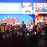 Re-elected Venezuelan President Nicolas Maduro celebrating is victory with a massive group of supporters at Miraflores Palace on Monday, July 29. Photo: X/@BTnewsroom.