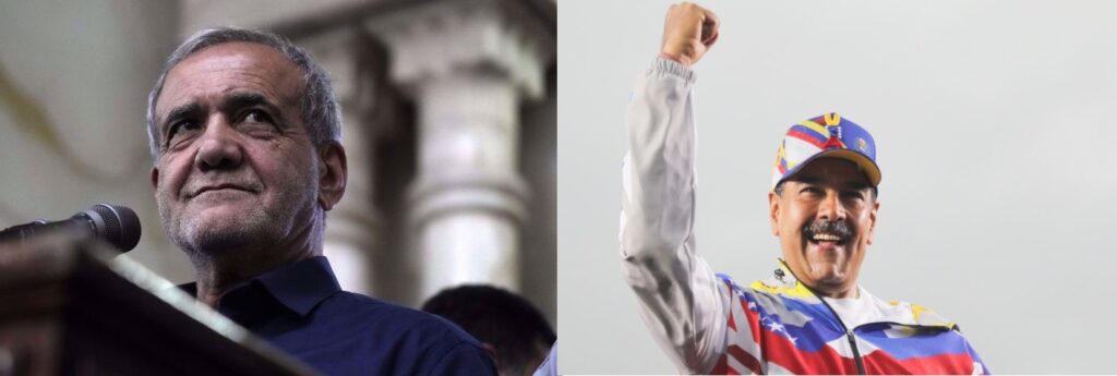 President-elect of Iran, Masoud Pezeshkian (left) and president of Venezuela, Nicolás Maduro (right). Photo: PressTV/Presidential Press.