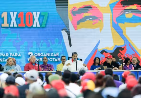 President Nicolás Maduro and other Chavista leaders at the Third National Review Day of the 1x10x7 and Defense of the Vote program, in Caracas, July 20, 2024. Photo: AVN.
