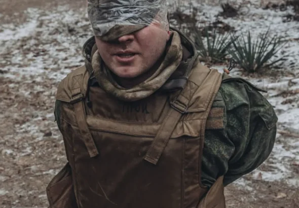 Russian soldier captured on the Donbass frontline. Photo: Diego Herrera Carcedo/Anadolu Agency via Getty Images.