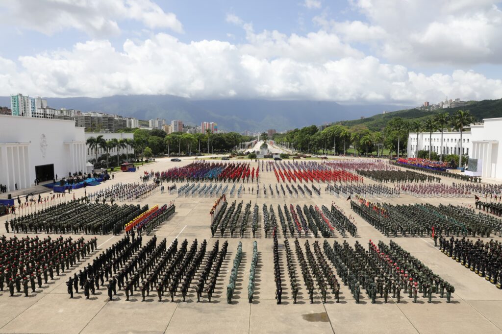 Venezuelan soldiers in the Military Academy esplanade before the beginning of the military parade to celebrate the 213th anniversary of the independence of Venezuela, Caracas, July 5, 2024. Photo: Presidential Press.