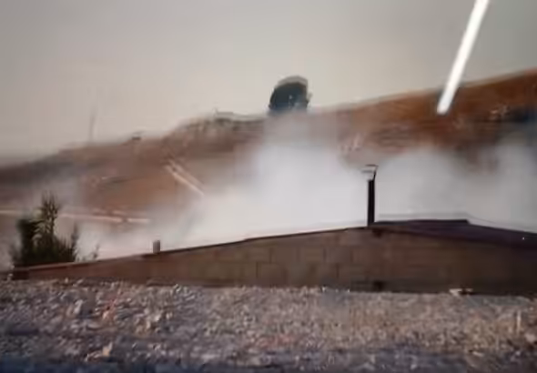 White Phosphorous was dropped by Israel on the edge of this house in South Lebanon, just 200 meters away from Canadian and Lebanese journalists who were doing a report for Free Palestine TV. Credit: 'X'/@HadiHtt.