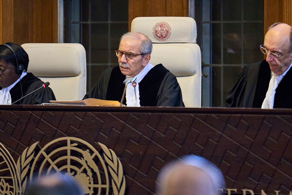 Presiding ICJ Judge Nawaf Salam reads the ruling in the International Court of Justice, or World Court, The Hague, Netherlands, July 19, 2024, as the United Nations top court is delivering a non-binding advisory opinion. Photo: AP.