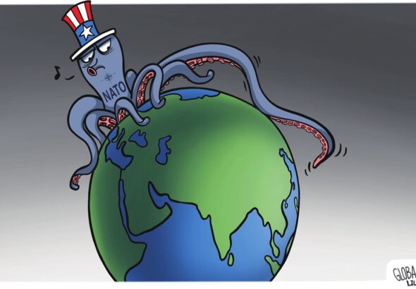 A cartoon depicting the US Empire as an octopus over the world. Photo: Liu Rui/GT.