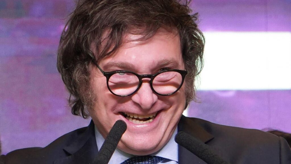 Argentina's president, Javier Milei, during a speech he gave in his bunker on the day of the general elections in 2023. Photo: Marcelo Capece/file photo.