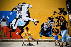 Graffiti showing Simon Bolivar. Photo: Meridith Kohut/New York Times.
