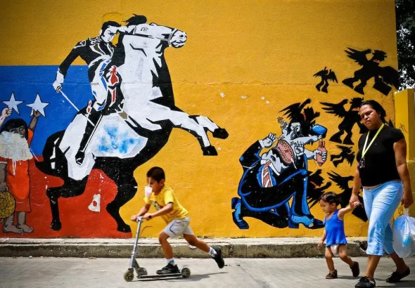 Graffiti showing Simon Bolivar. Photo: Meridith Kohut/New York Times.