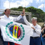 Carlos Prosperi with Henry Ramos Allup, leader of Democratic Action party, during an opposition primaries campaign rally in 2023. File photo.