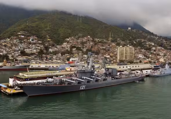Russian antisubmarine ship Moskva at Venezuela's port of La Guaira, about 19 miles north of Caracas, on August 27, 2013. Photo: Luis Acosta/AFP/Getty Images/file photo.