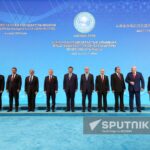 SCO Secretary-General Zhang Ming, Iranian Interim President Mohammad Mokhber, Kyrgyz President Sadyr Japarov, Pakistani Prime Minister Shehbaz Sharif, Uzbek President Shavkat Mirziyoyev, Chinese President Xi Jinping, Kazakh President Kassym-Jomart Tokayev, Russian President Vladimir Putin, Tajik President Emomali Rakhmon, Belarusian President Alexander Lukashenko, Indian Foreign Minister Subrahmanyam Jaishankar and Director of the SCO Regional Anti-Terrorist Structure (RATS) executive committee Ruslan Mirzayev attend a family photo opportunity during the Shanghai Cooperation Organisation (SCO) member states leaders' summit in Astana, Kazakhstan. Photo: Sputnik.