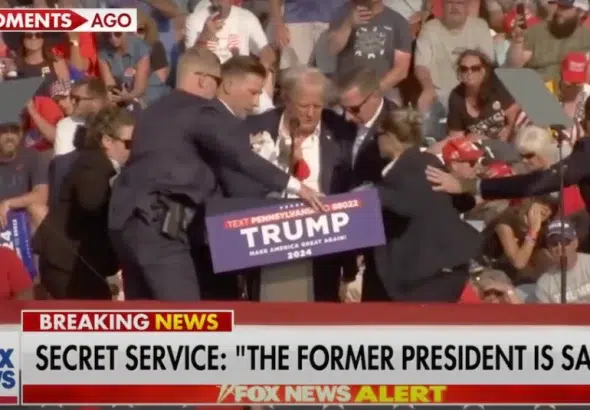 Republican presidential candidate and former U.S. President Donald Trump rushed from rally after gunfire rings out during a campaign rally at the Butler Farm Show in Butler, Pennsylvania. Photo: REUTERS PIC.